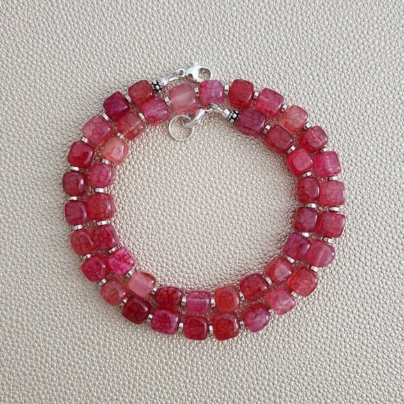 RED CRACKLE AGATE NECKLACE--18" - Picture 1 of 2